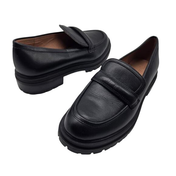 Madewell Shoes - NEW Madewell The Bradley Lugsole Loafers shoes Black Smooth Leather SZ 8.5 NG674